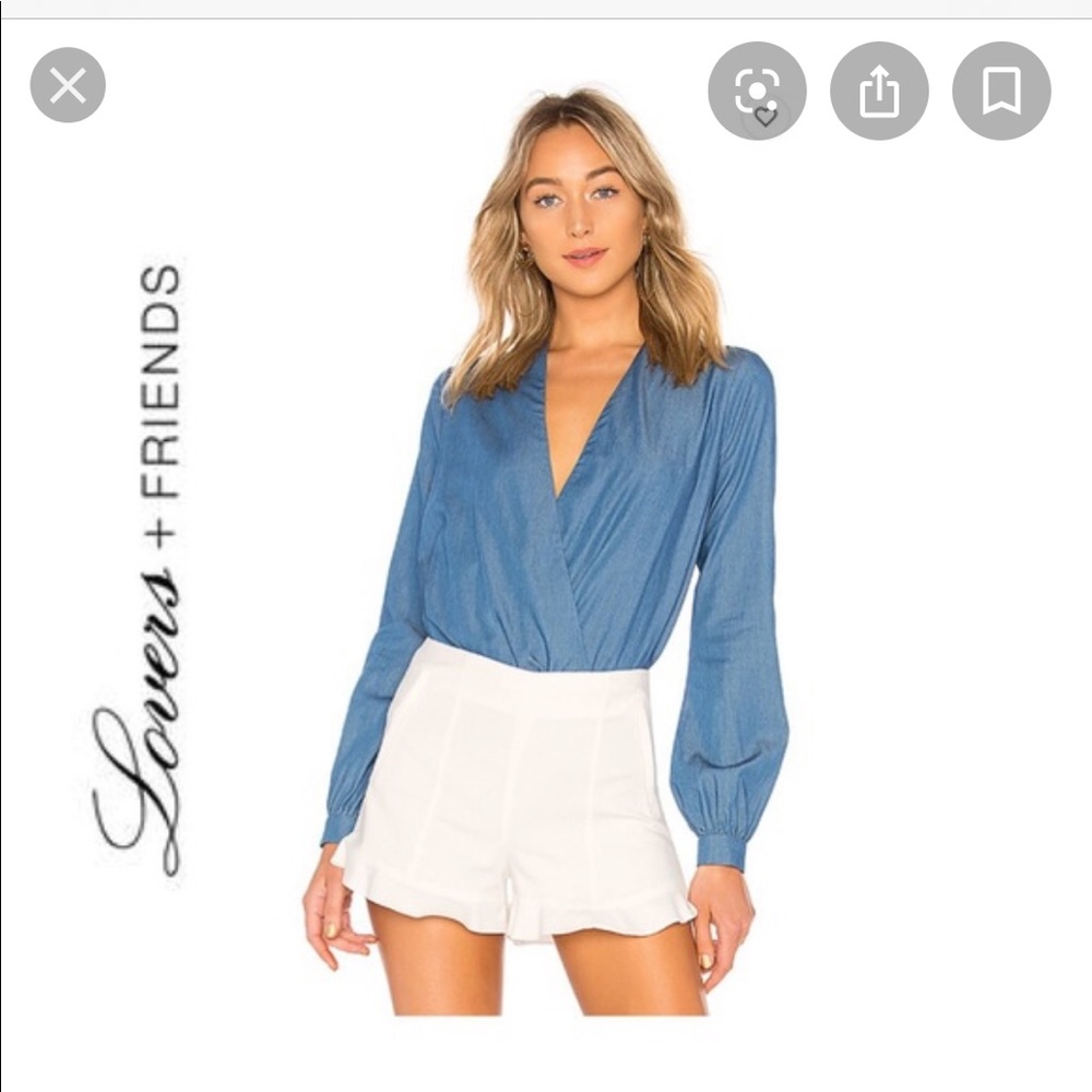LOVERS + FRIENDS Whisper Top- Chambray blue size M